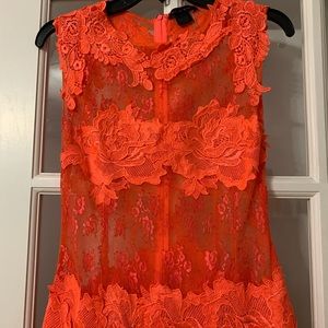 Elegant Orange Lace Mini Dress